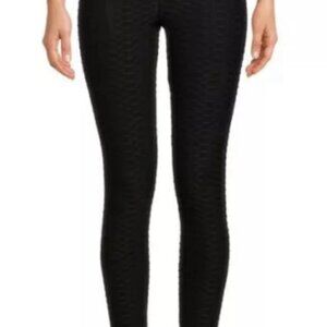 No Boundaries Women XL (15-17 ) Black‎ Honeycomb Stretchy Ankle Leggings (P)